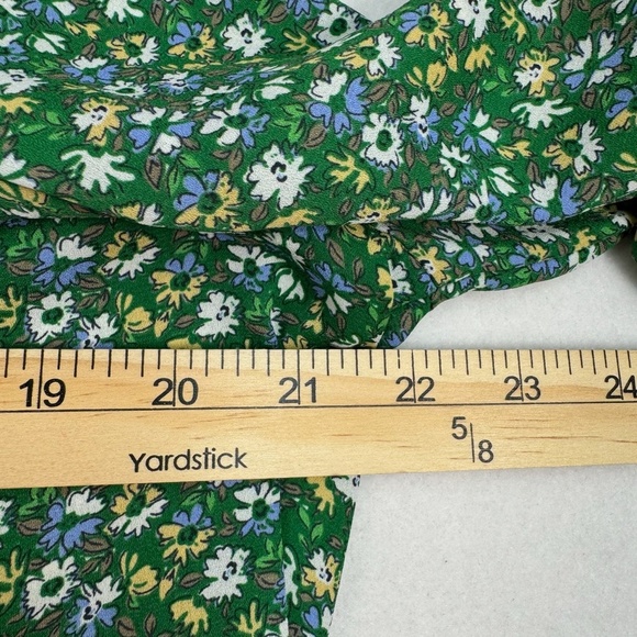 Pleione Ditsy Floral Long Sleeve Blouse Womens Size Xl Green V Neckline - Picture 5 of 7